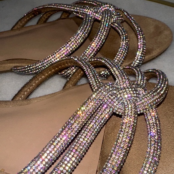 INC International Concepts Women's Sandals with Tan and Rhinestone Cross Straps - Picture 5 of 6